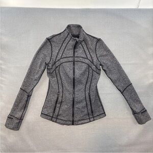 Lululemon Define Jacket Womens 6 Gray Logo Mock Neck Full Zip Yoga Workout